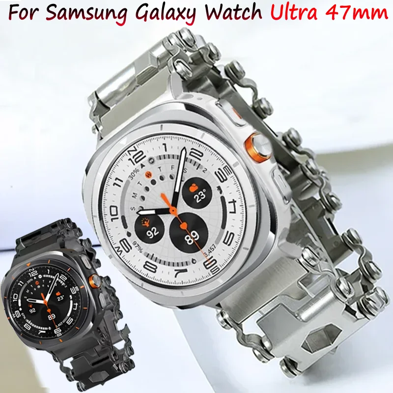 

Многофункциональный металлический ремешок для занятий спортом на открытом воздухе для Samsung Galaxy Watch Ultra 2025, браслет из нержавеющей стали Galaxy Watch 7 Ultra 47 мм