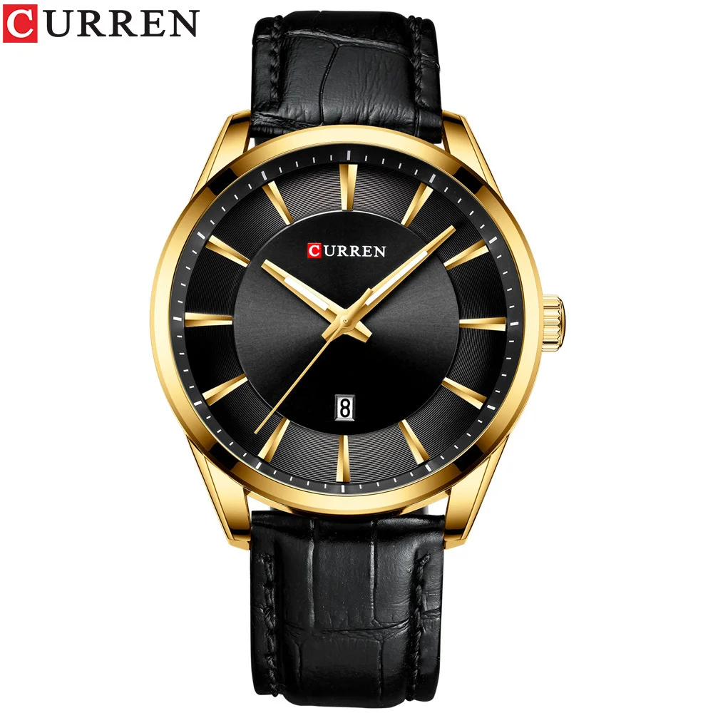 CURREN-8365 Quartz Watches for Men Leather Strap Male Wristwatches Top Luxury Brand Business Men's Clock  45 mm Reloj Hombres
