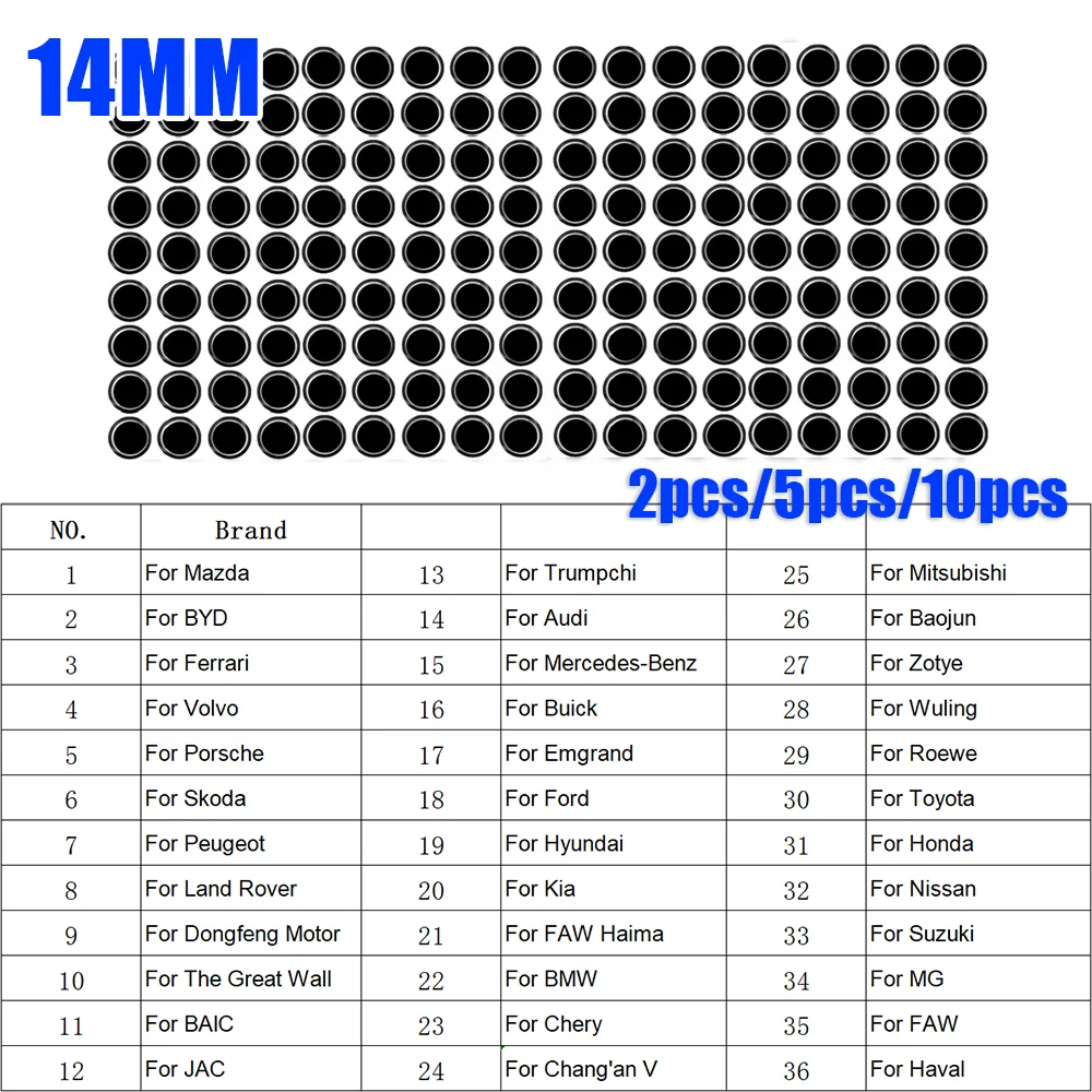 14MM Car Remote Key Crystal Logo Sticker Epoxy for KEYDIY KD XHORSE VVDI Remote Control Chinese Car Models for BMW/Ford/BYD