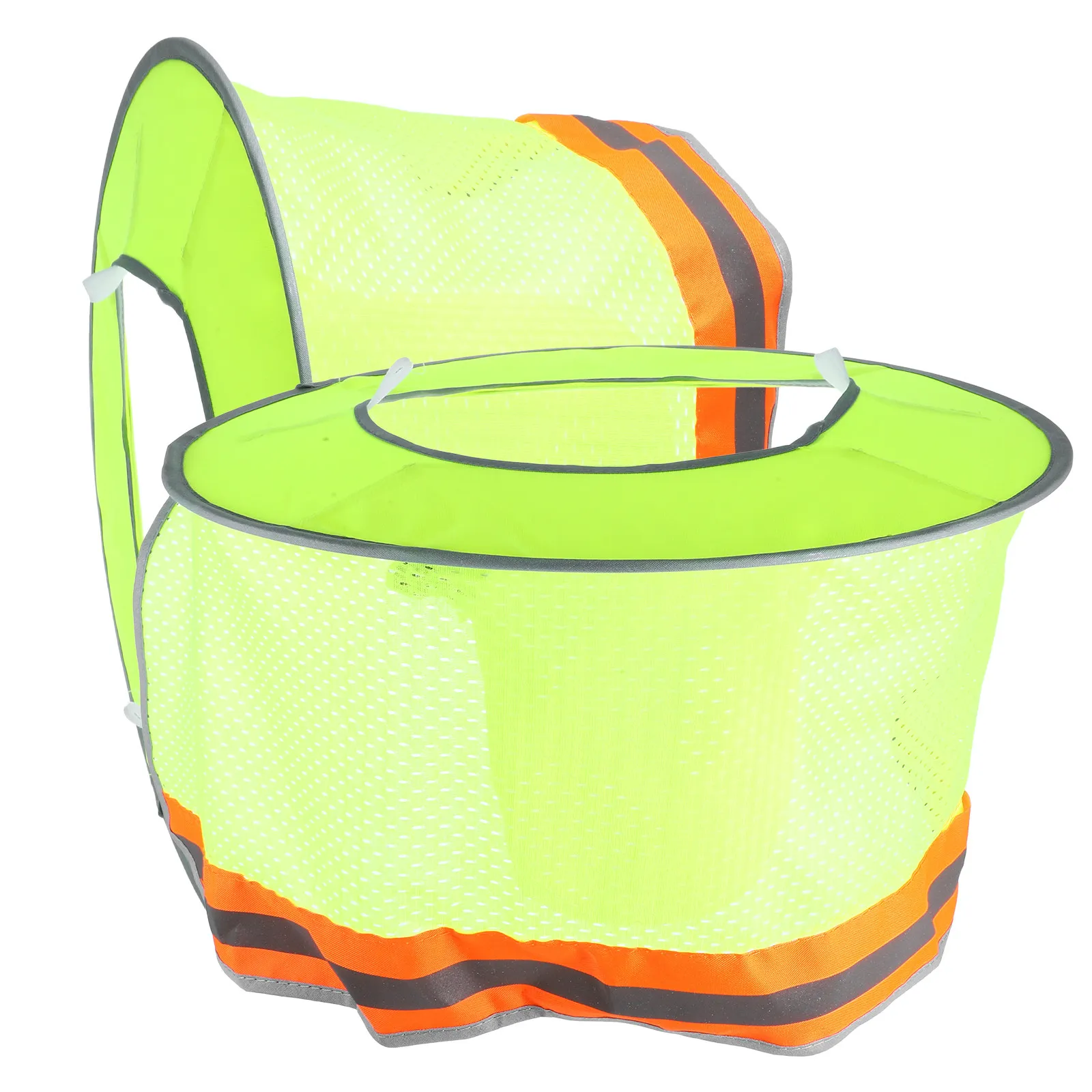 

2Pcs Hard Hat Sun Shade Full Brim Sun Shield Neon Orange Reflective Edging Breathable Mesh Nape Protector Portable