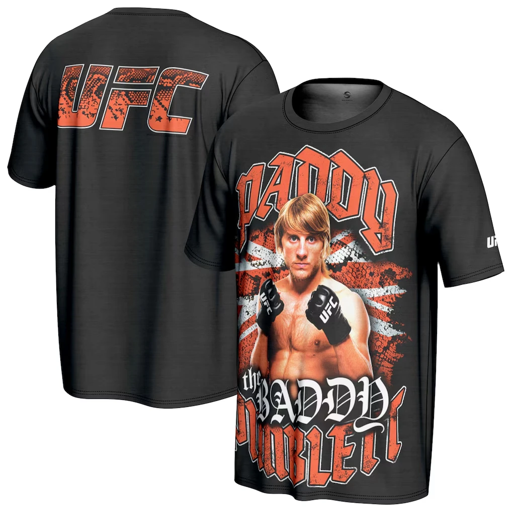 2026 Summer New UFC 324 Paddy Pimblett 3D Fighting Night Tee Men Black Octagon MMA Jujutsu Breathable Speed Drying Sports Top