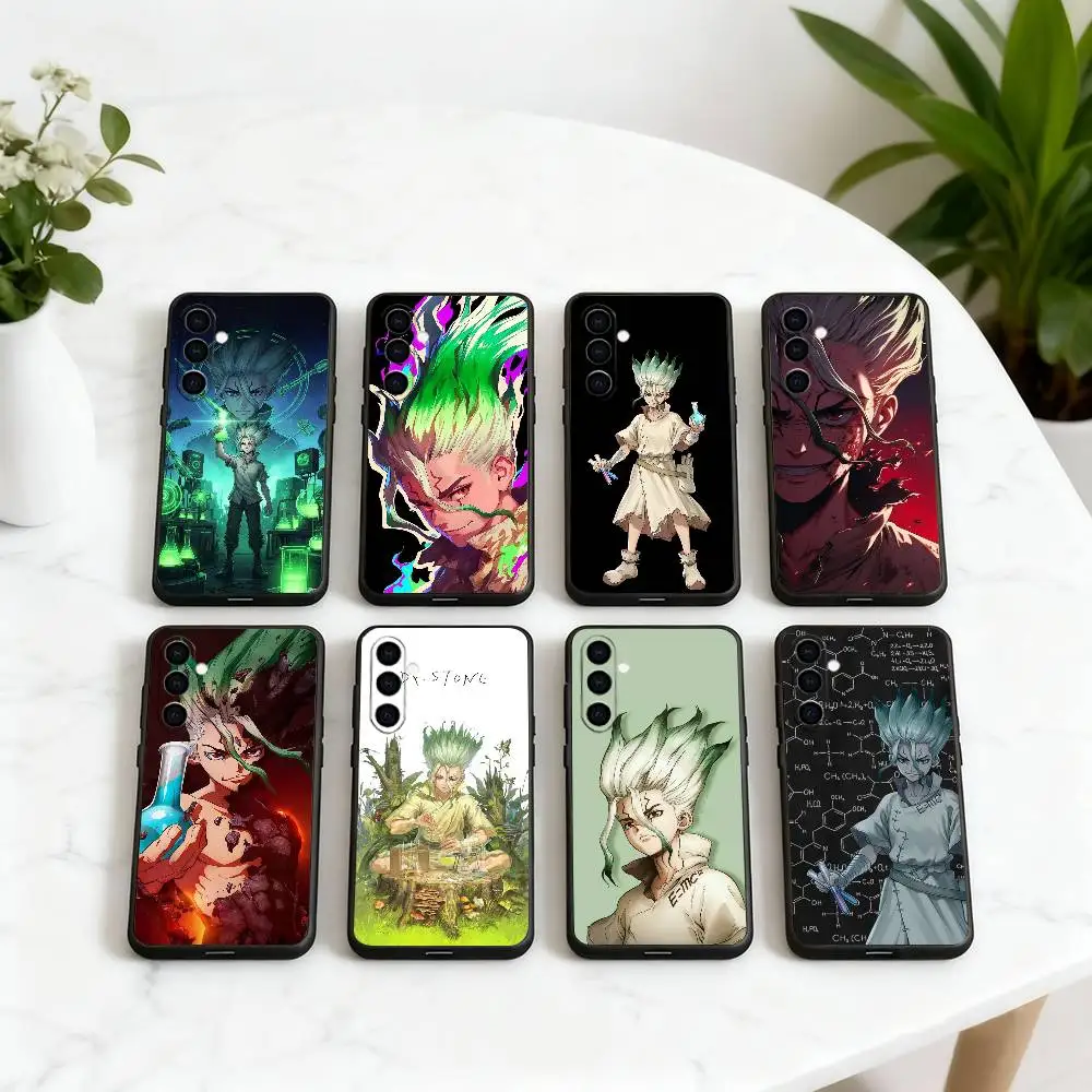 

D-Dr S-STONE S-Senku I-Ishigami-DSSI Phone Case Black Silicone Soft For Samsung Galaxy A73,A72,A71,A70,A53,A52,A51