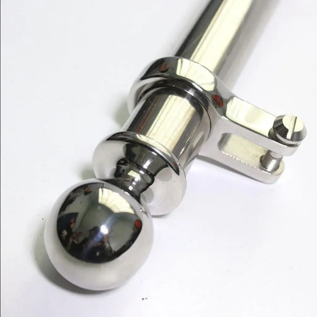 Stainless Steel Flagpole Boat 457mm 25mm Marine Grade Staff with Deck Socket Base for Yacht and Craft