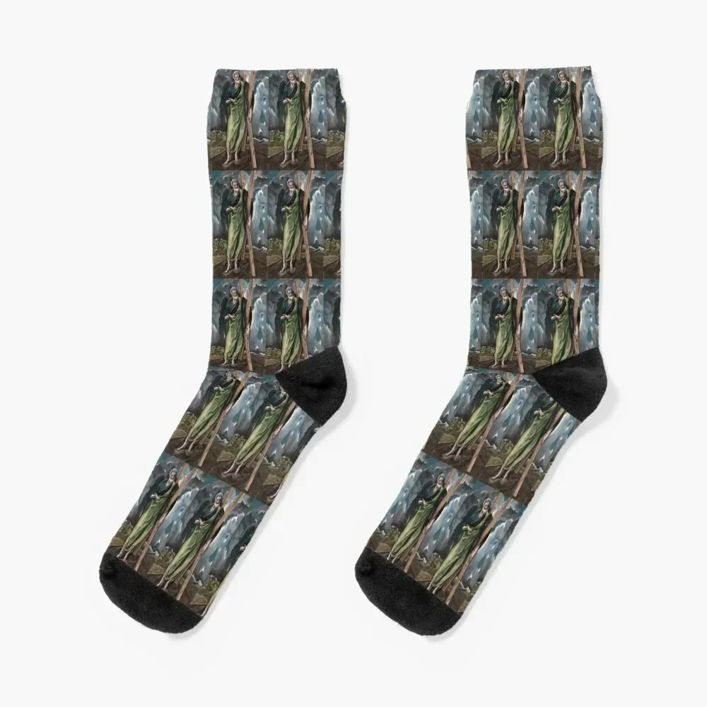 

Saint Andrew ca. 1610 - 17th century Socks designer sports stockings Thermal man winter funny gift Luxury Woman Socks Men's