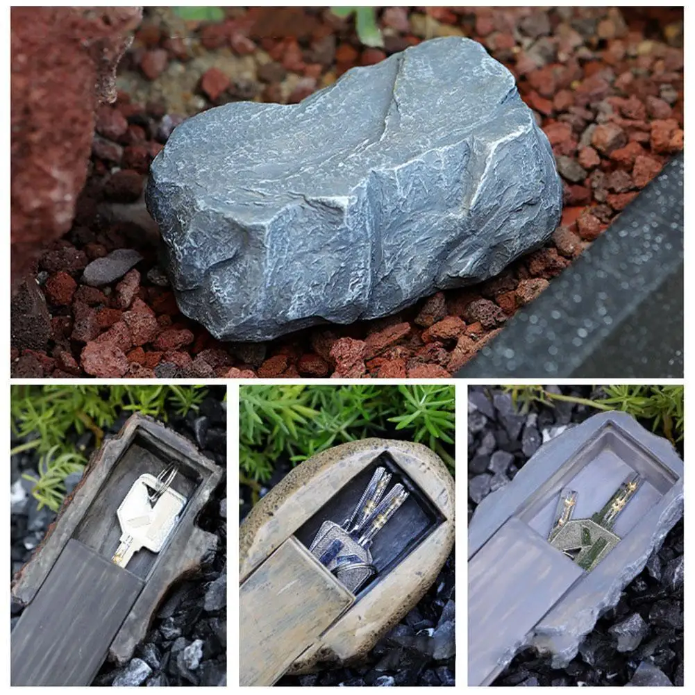 Hide A Key Outdoor Garden Decorative Small Stones Key Safe Box Hidden Rock Hide Turtle Keys Holder For Home Outside Decorat S6T3