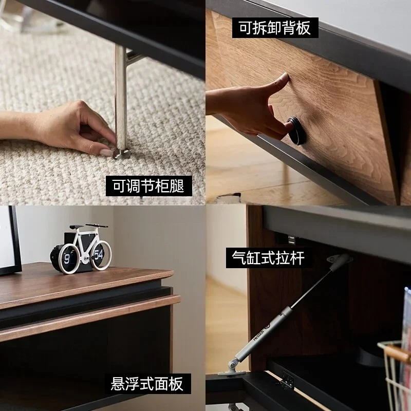 Шкаф для телевизора ENordic из массива дерева, шиферный черный орех, шкафчик для хранения в гостиной, аудиовизуальный шкаф 1001