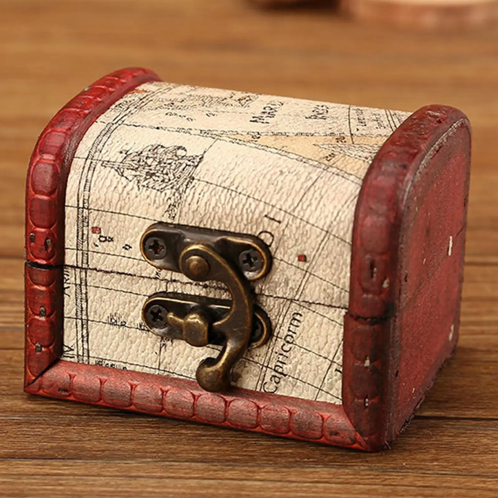 2-6pack Wooden Treasure Chest Jewelry Organizer Box Piggy Bank Container Decor