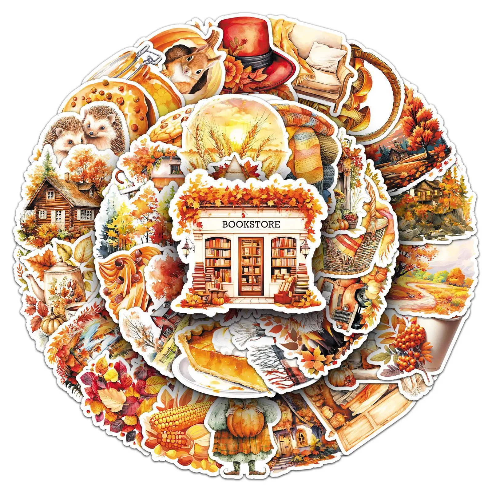 50 pçs outono amarelo folhas caídas dos desenhos animados graffiti decorativo graffiti para geladeira caso de telefone scrapbook portátil decalque brinquedo