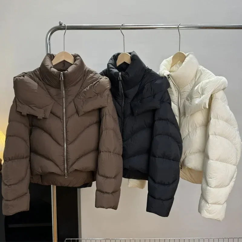 

Winter Thick Warm Loose Puffer Jacket New Women 90% White Duck Down Cloud Puff Coat Windproof Snow Hooded Short Parkas
