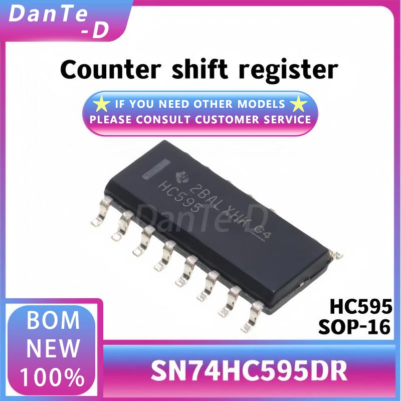 10PCS SN74HC595DR SOP-16 Silkscreen HC595 8-bit shift register with three-state output register Original authentic