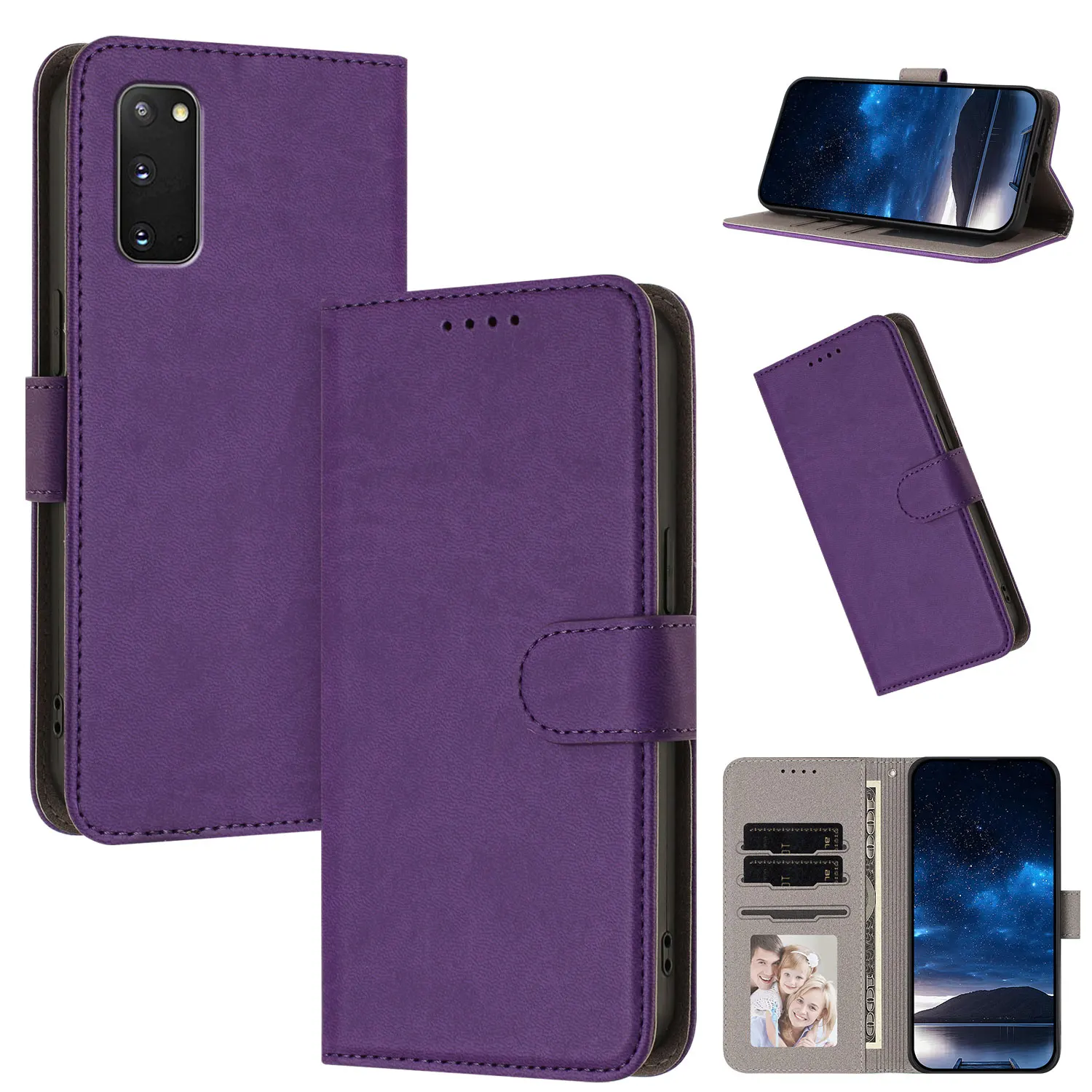 Funda de cuero para Samsung Galaxy S20 Ultra S10 S9 S8 Plus S20 FE S10 Lite S7 S6 Edge, Funda magnética con tapa tipo billetera y tarjetero
