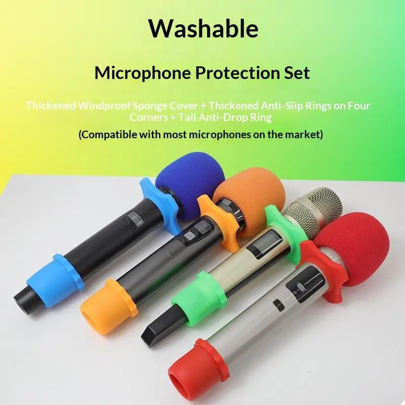 3Pcs/set Mic Protection Silicone Bottom Rod Sleeve Holder Set For KTV Shakeproof Anti-Rolling Ring Wireless Handheld Microphone