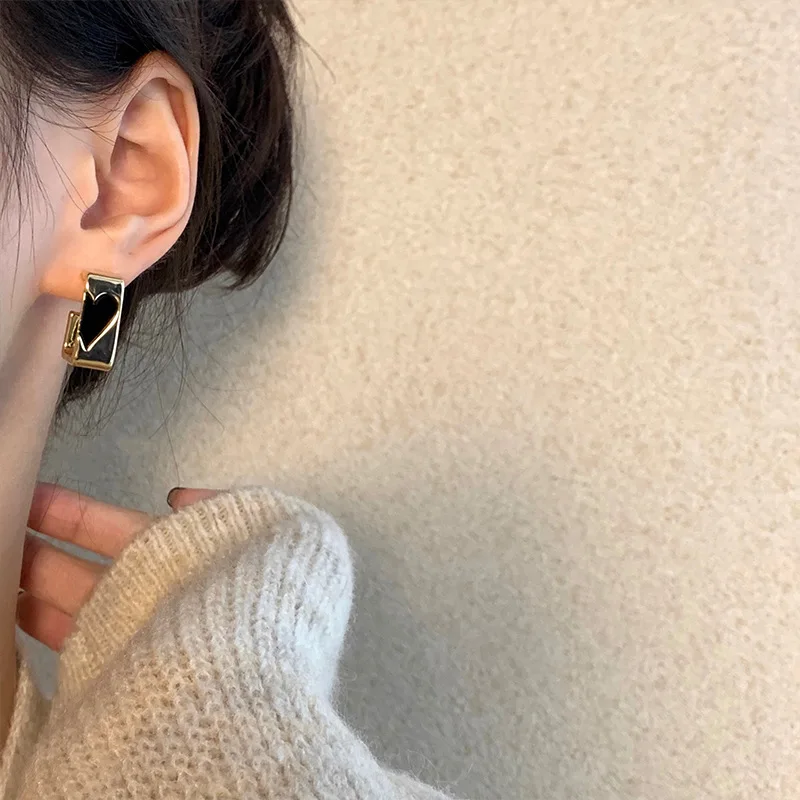 Unusual Splice Heart Square Earrings for Women New Design Trend Romantic Love Earrings Fashion Jewelry Unique Accessories