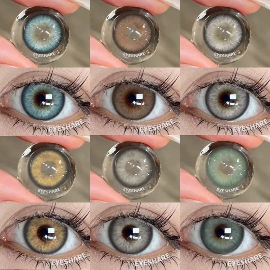 EYESHARE 1 Paar farbige Schüler für Augen, natürliches Grau, große Augen, Kontakte, Kosmetik, braune Augenfarblinse, graue Gläser für Frauen