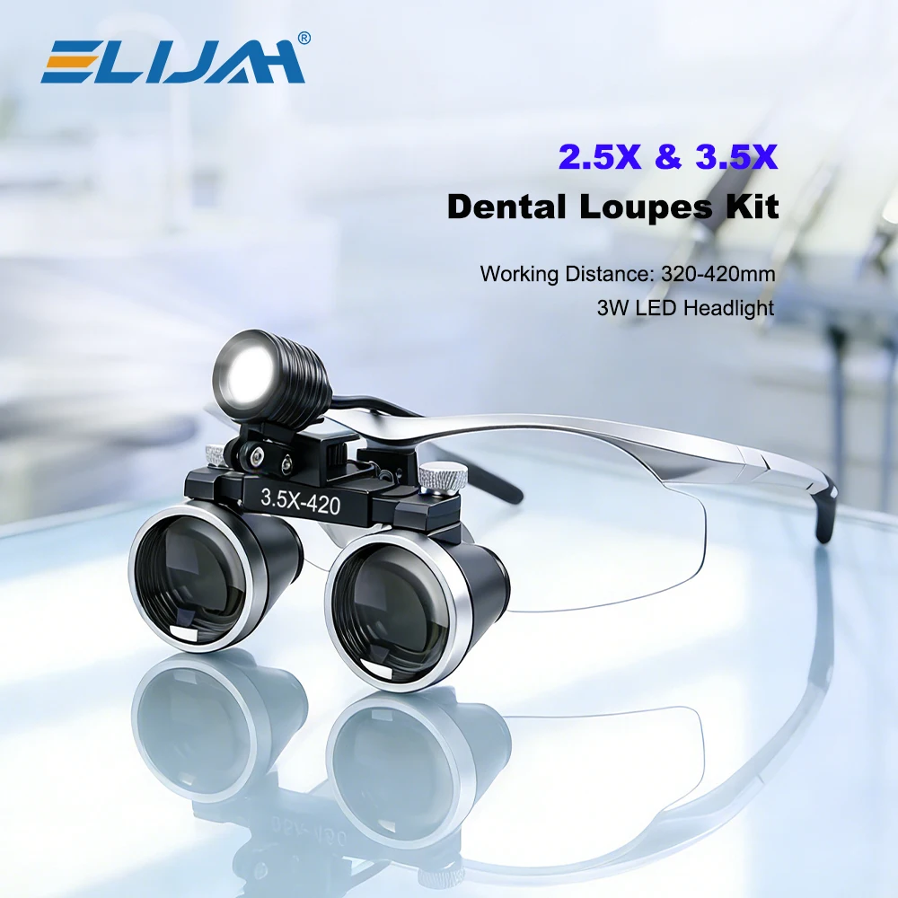 SYJH Dental Binocular Magnifier Rechargeable with 5W Spotlight Headlight 2.5X 3.5X Optical Loupes Dentistry Surgical Tools