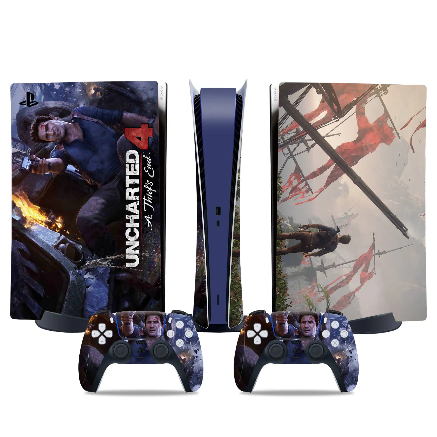 PS5 الشارات الرقمية وحدة التحكم والتحكم ملصقا الجلد ، اكسسوارات الفينيل ، Uncharted 4