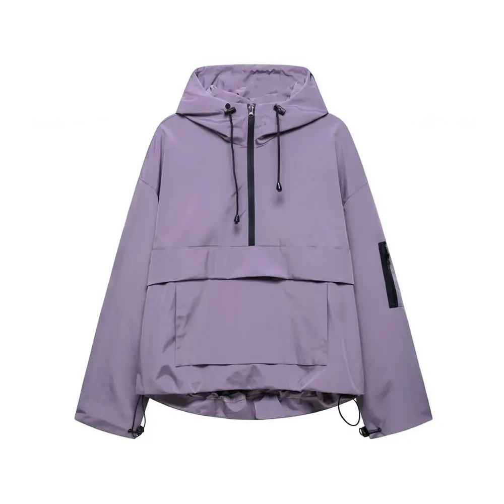 2025 Summer Women Outdoor Windbreaker Hooded Jacket Waterproof Utility Coat Casual Loose Street Style Functional Sportswear