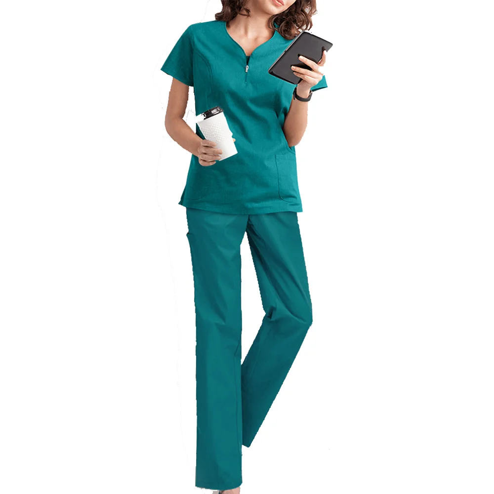 Vestidos quirúrgicos de manga corta para mujer, uniformes médicos, accesorios de enfermería, clínica Dental, Hospital de mascotas, ropa de trabajo para salón de belleza