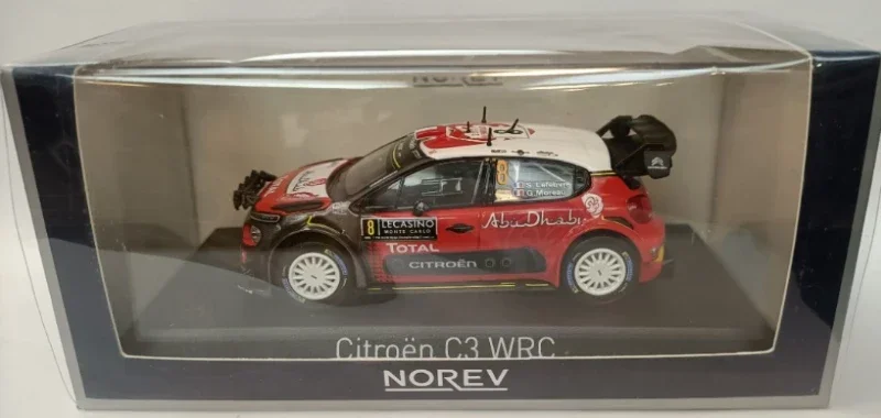 Modèle de voiture de course en alliage métallique moulé sous pression pour enfants, 1:43 cristaux en C3 WRC, haute simulation, collection de cadeaux jouets