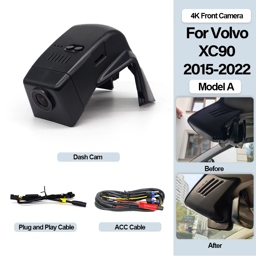 Plug-and-play 4K dashcam voor auto, camera recorder, dashcam WIFI auto DVR voor Volvo XC60 2014 2015 2016 2017 opnameapparaten