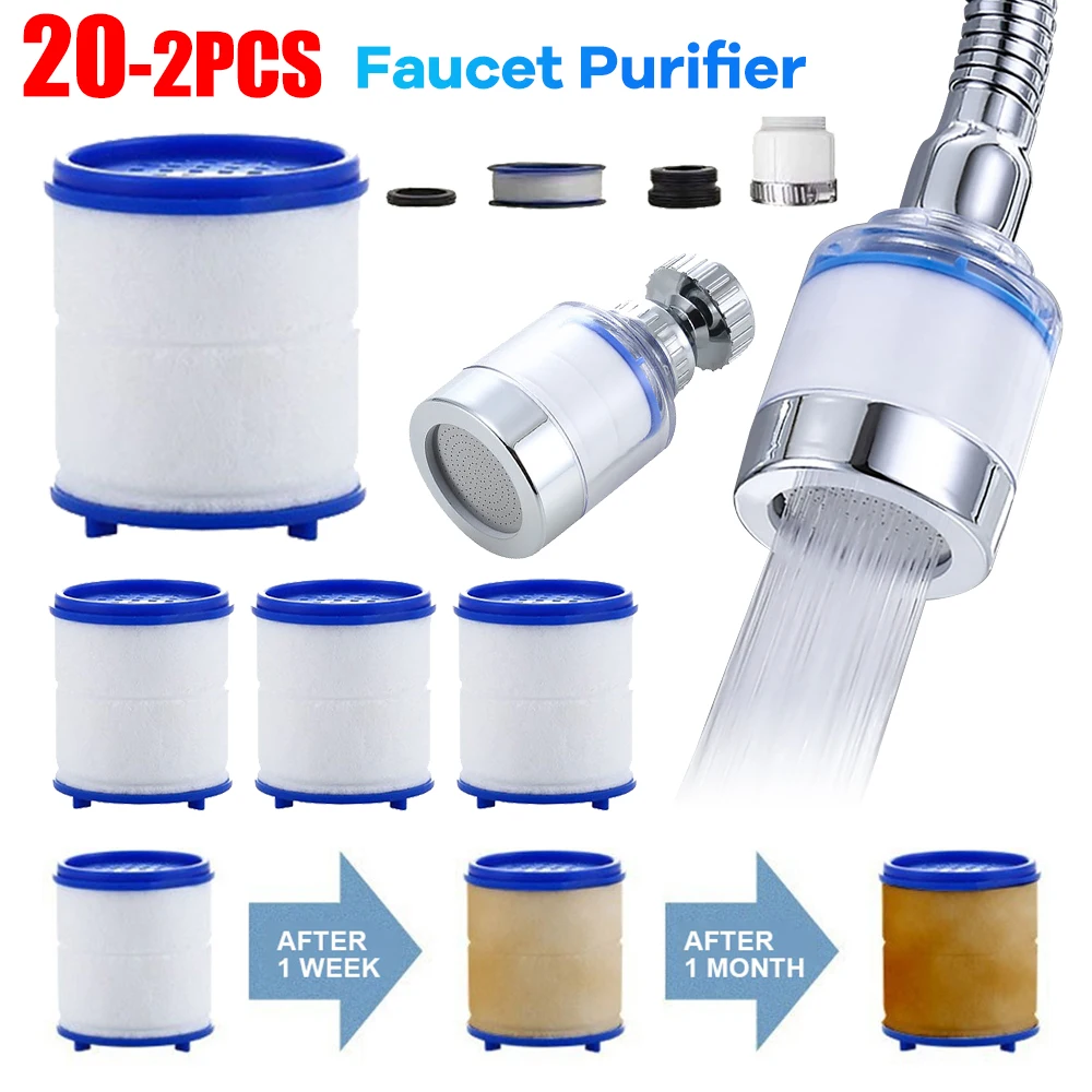 2-20pcs Pressurized Bubbler Filter Element Faucet Purifier Shower PP Cotton Filtration Remove Chlorine Heavy Metals for Kitchen