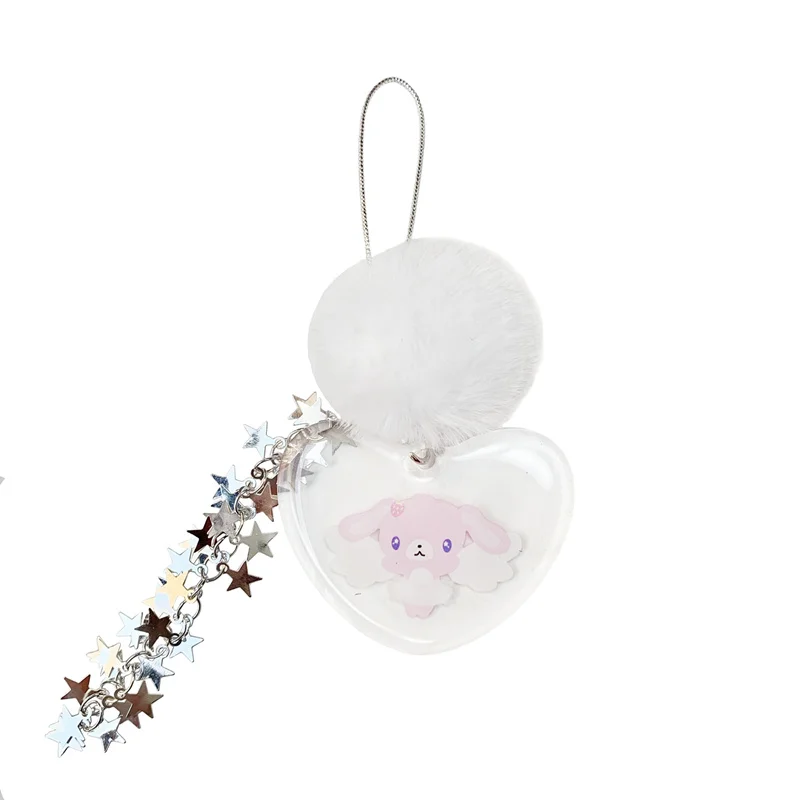 

Милый брелок с сахарными кроликами, талисман, ангел Момоуса, кролик, милые кавайные брелки для телефона, комок волос, блестящие звезды, подвески, брелок