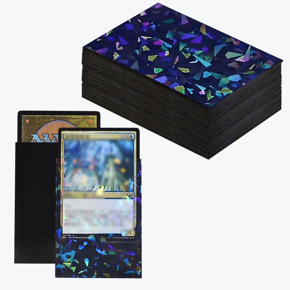 60PCS Holographic กระจกแตกการ์ด photcard Protector 66x91 มม.สําหรับ Magic TCG การ์ดเกม, anti-Scratch ระยิบระยับฟอยล์