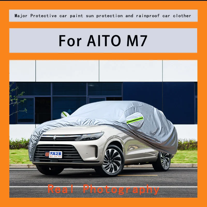 

﻿﻿For AITO M7 Car Covers Outdoor Waterproof Dustproof Sun Rain Snow Protection Thick Oxford Cloth Full Outer Cover
