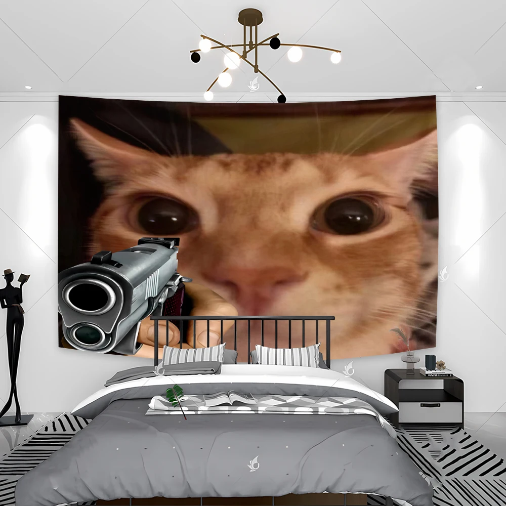 90x150cm Vier-Jahreszeiten-Szene Lustige Katze und Hintergrunddekoration Raumteppich, Wandteppich