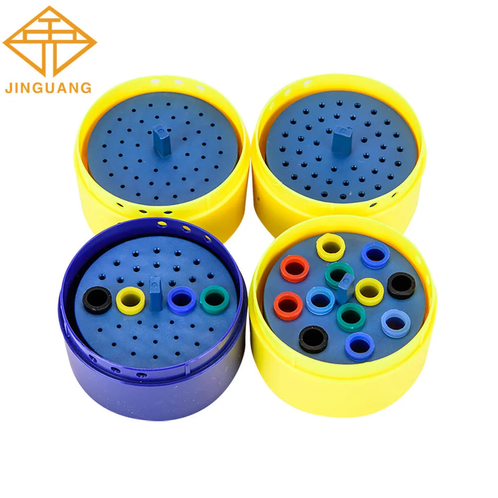 4pcs 44 Holes Round Dental Disinfection Box Autoclave High Speed Diamond Bur Endo File Gutta Percha Point Storage Holder