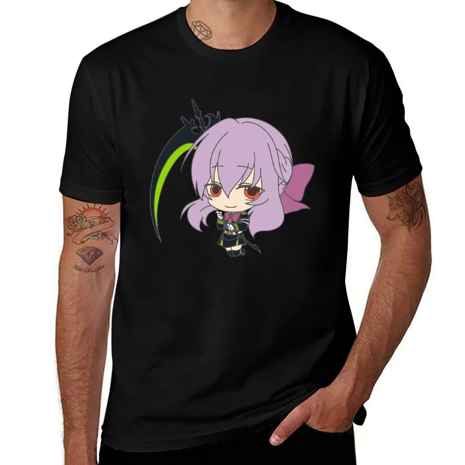 

Shinoa Hiragi Chibi T-Shirt t shirts for man cotton soft black cotton t-shirt plain for man package T-Shirt