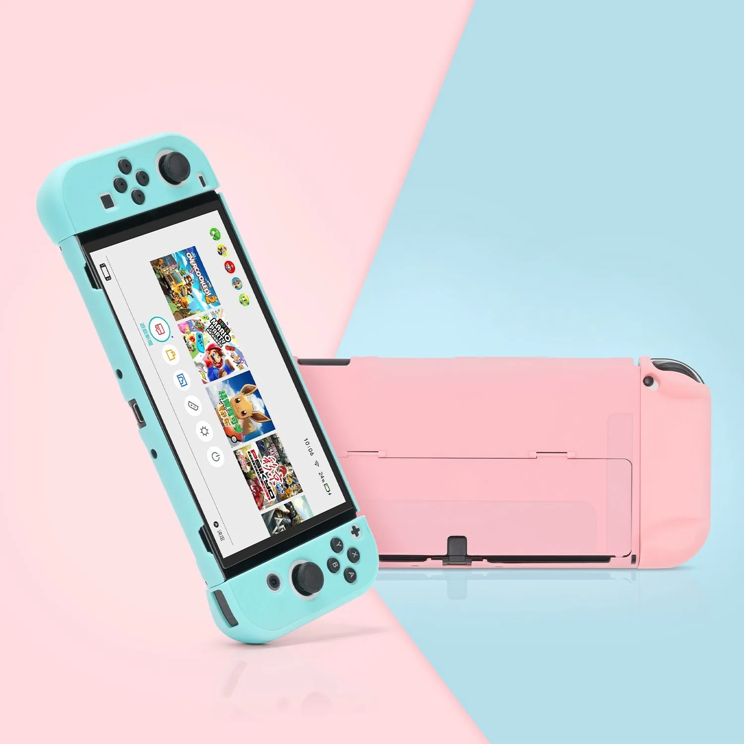 Nintendo Schalter OLED Fall Kawaii Split Freude-con Volle Schutz Hard Shell Für Nintend Schalter Oled Rosa Abdeckung Für NS Zubehör