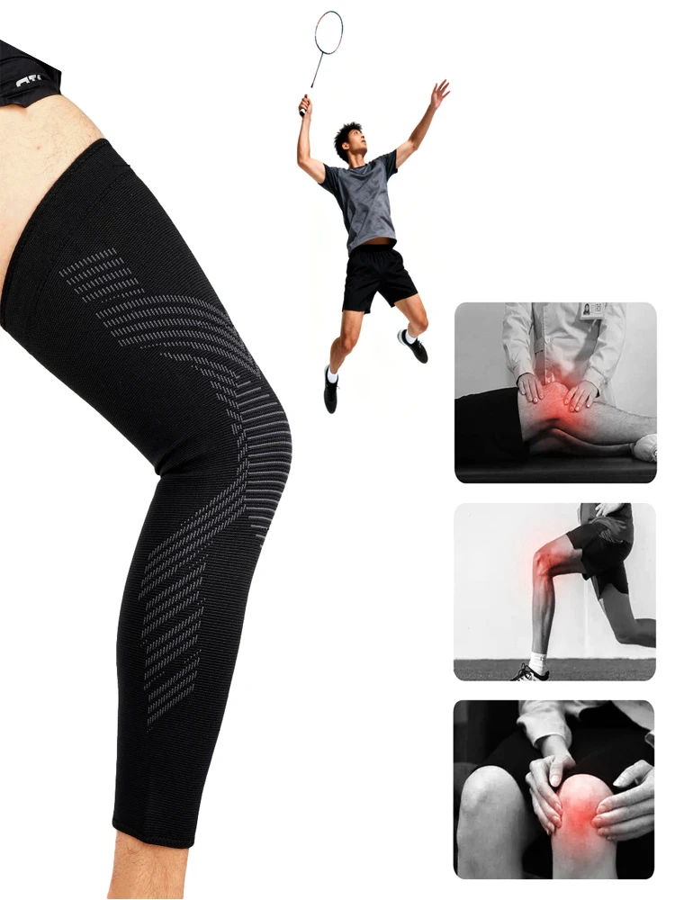 1/2PCS Manchon de compression sportif pour jambe entière, longueur cuisse, mollet, genou, soutien pour le basketball, l'arthrite, hommes et femmes