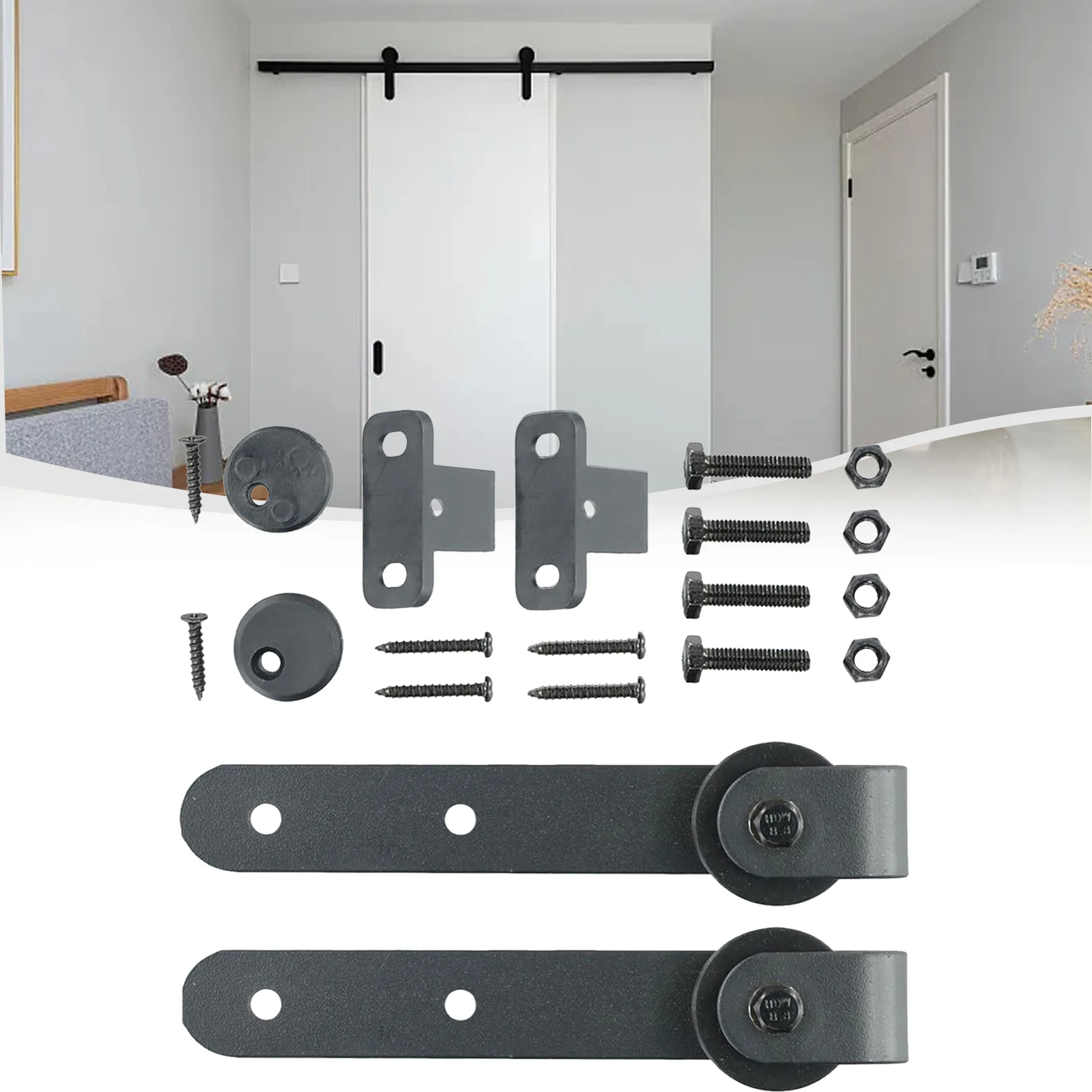 10Pc 0.63in-0.78in Carbon Steel Cabinet Russian Sliding Door Barn Hardware Kit Sliding Door Puerta Baffle Doorsporte Coulissante