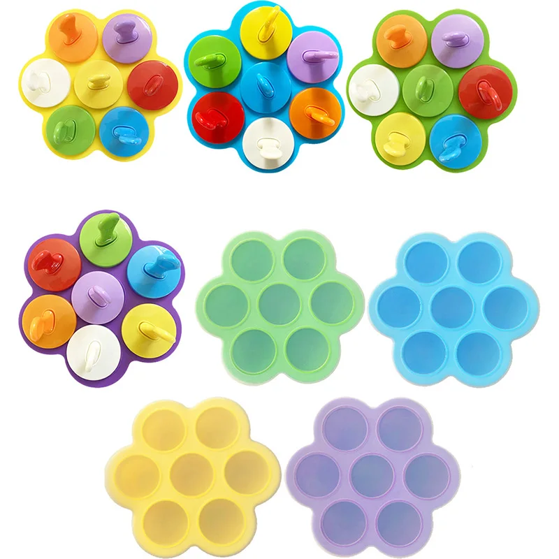 Ice Cube Maker 7 Holes Fruit Ice Cream Mold Ice Tray Popsicle Mold Silicone Cake Molds Kitchen Accessories DIY Kitchen Gadget