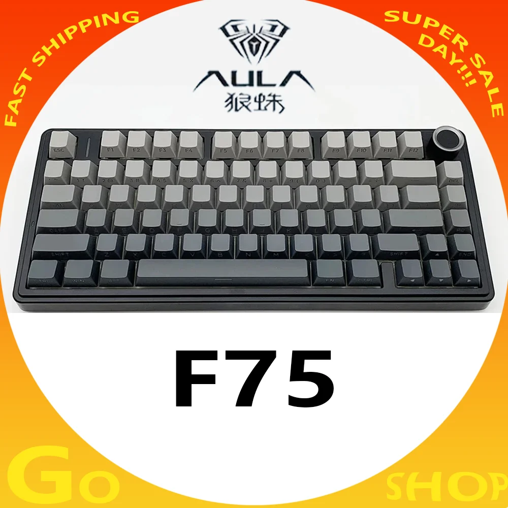 

AULA F75 Mechanical Keyboard 2.4G Wireless Bluetooth RGB Customized 75% Layout OEM Profile Gasket Structure Gaming Gifts