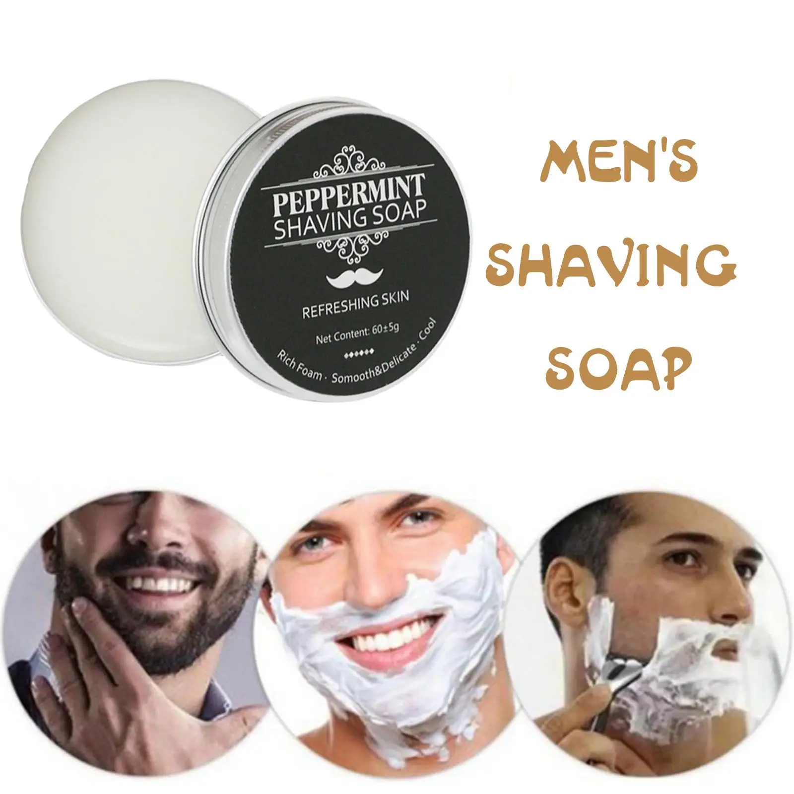 60g Mint Flavour Foam Fragrant Shaving Soap Keep The And Smooth Texture And Soap Fine Shaving Mens Face Clean B0m8