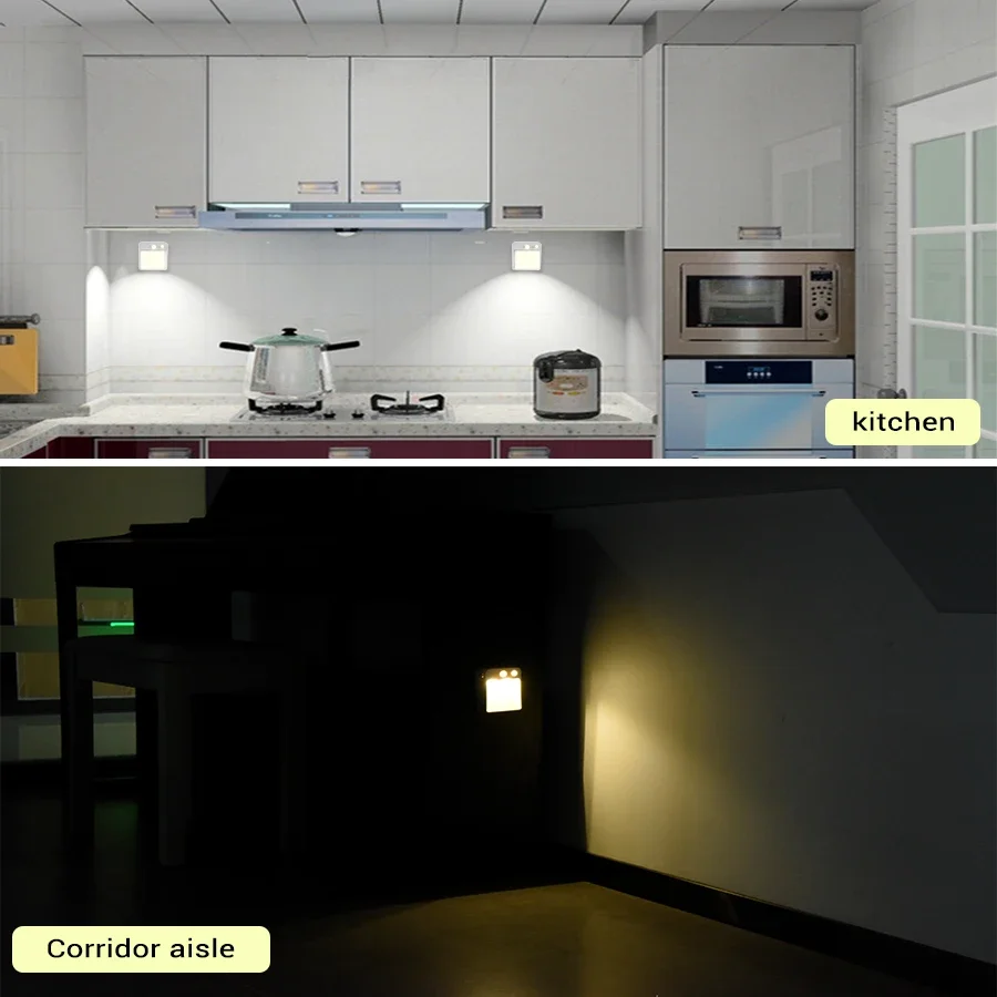 Rechargeable LED Light Smart Human Body Sensor Night Light Creative Kitchen Bedroom Decor Lamp Wardrobe Closet Stairs Lamp