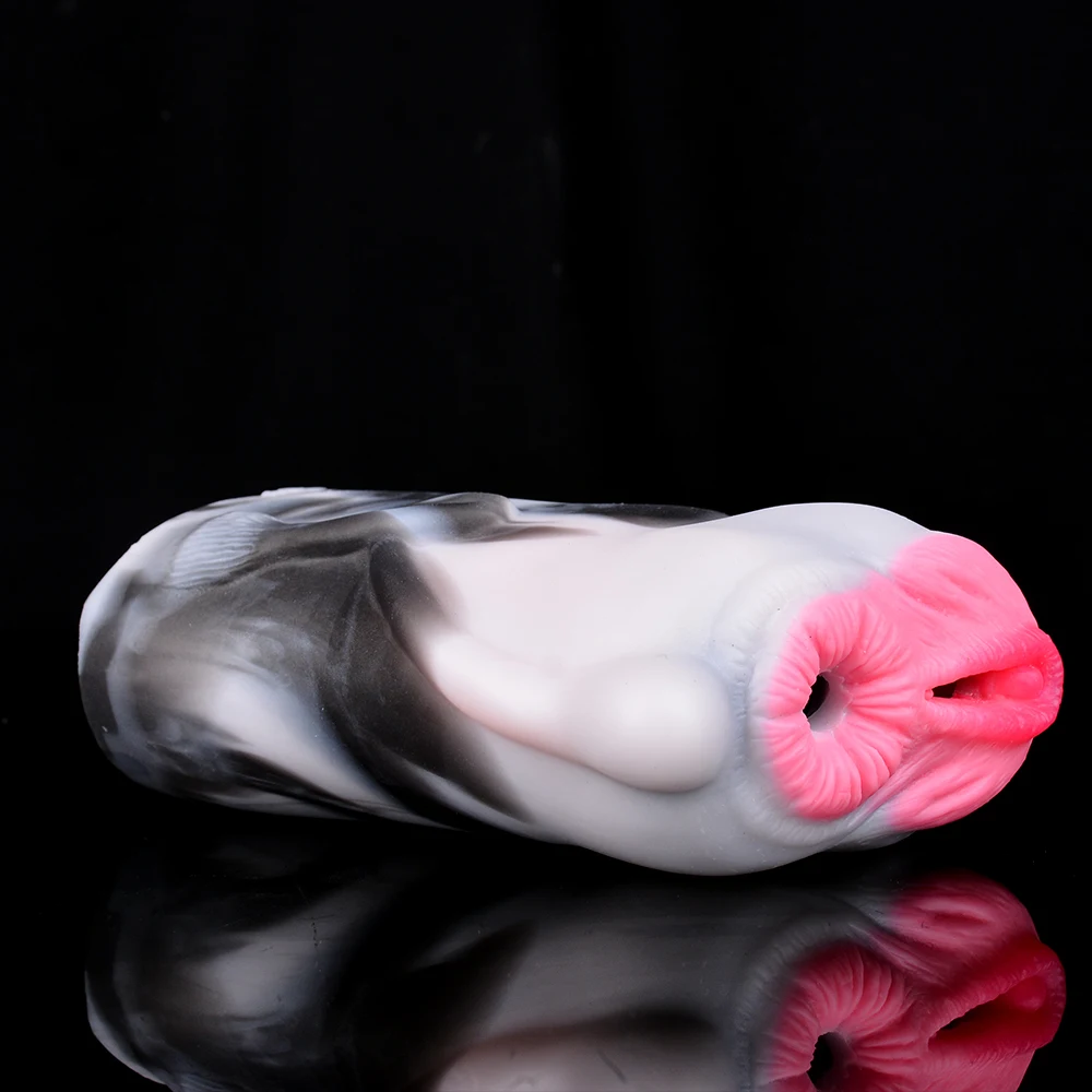 GEEBA 2305 Realistico Animale Mucca Masturbatore Maschile Doppio Canale Tasca In Silicone Figa Stroker Per Gli Uomini Giocattolo Del Sesso Per Adulti Forniture Per Adulti