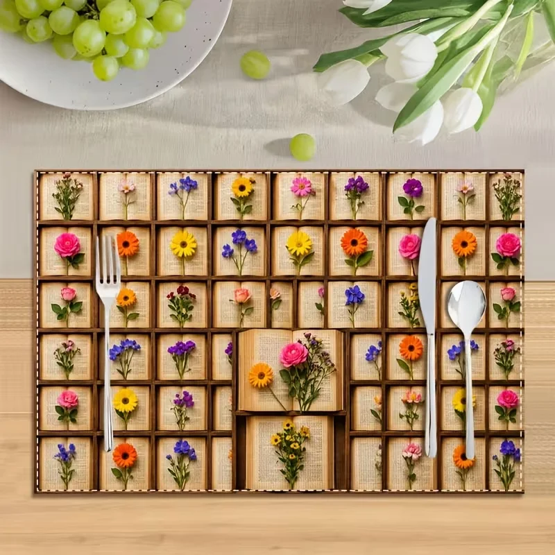 Charming Country Cottage Watermill Garden Scenery Printed Table Mats Rustic Floral Landscape Decorative Placemats for Dining