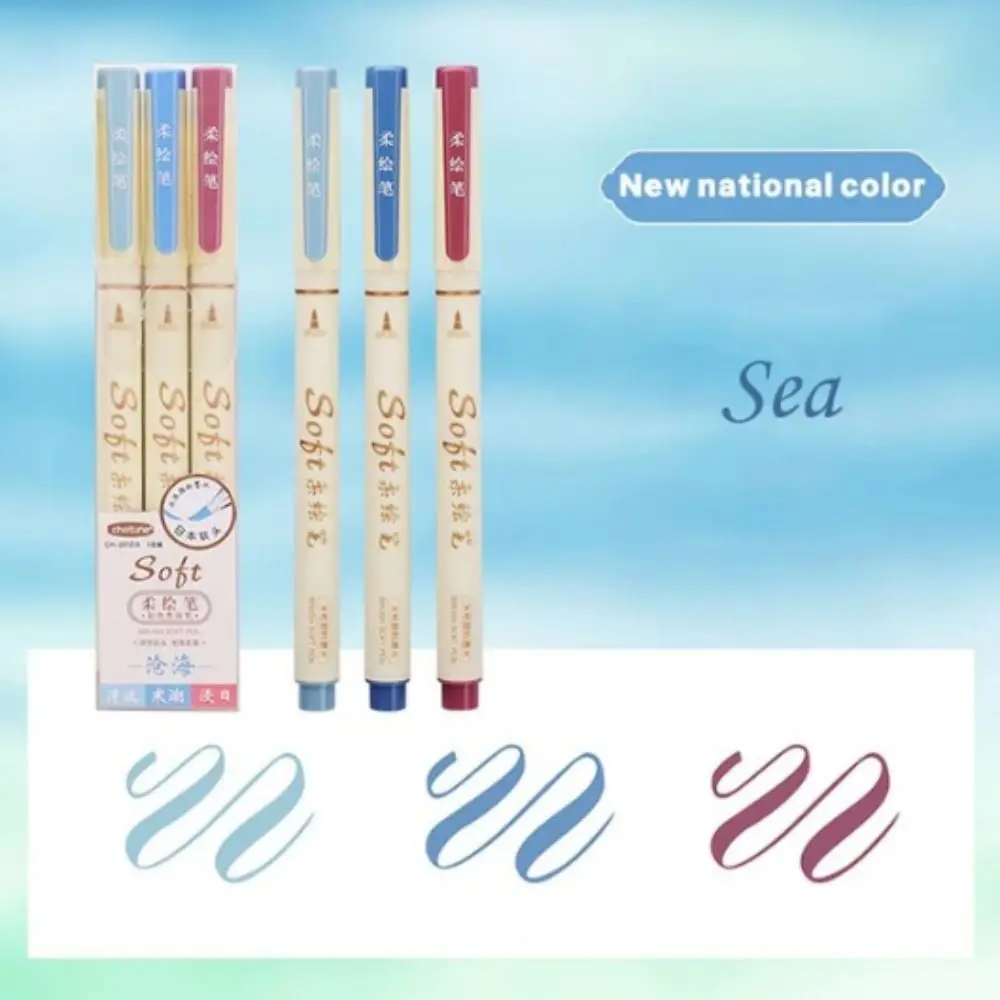 3 قطعة/المجموعة الحرف لينة رئيس قلم الخط لينة رئيس 6 ألوان الخط ممارسة القلم أداة ملونة المعايدة بطاقة القلم #5