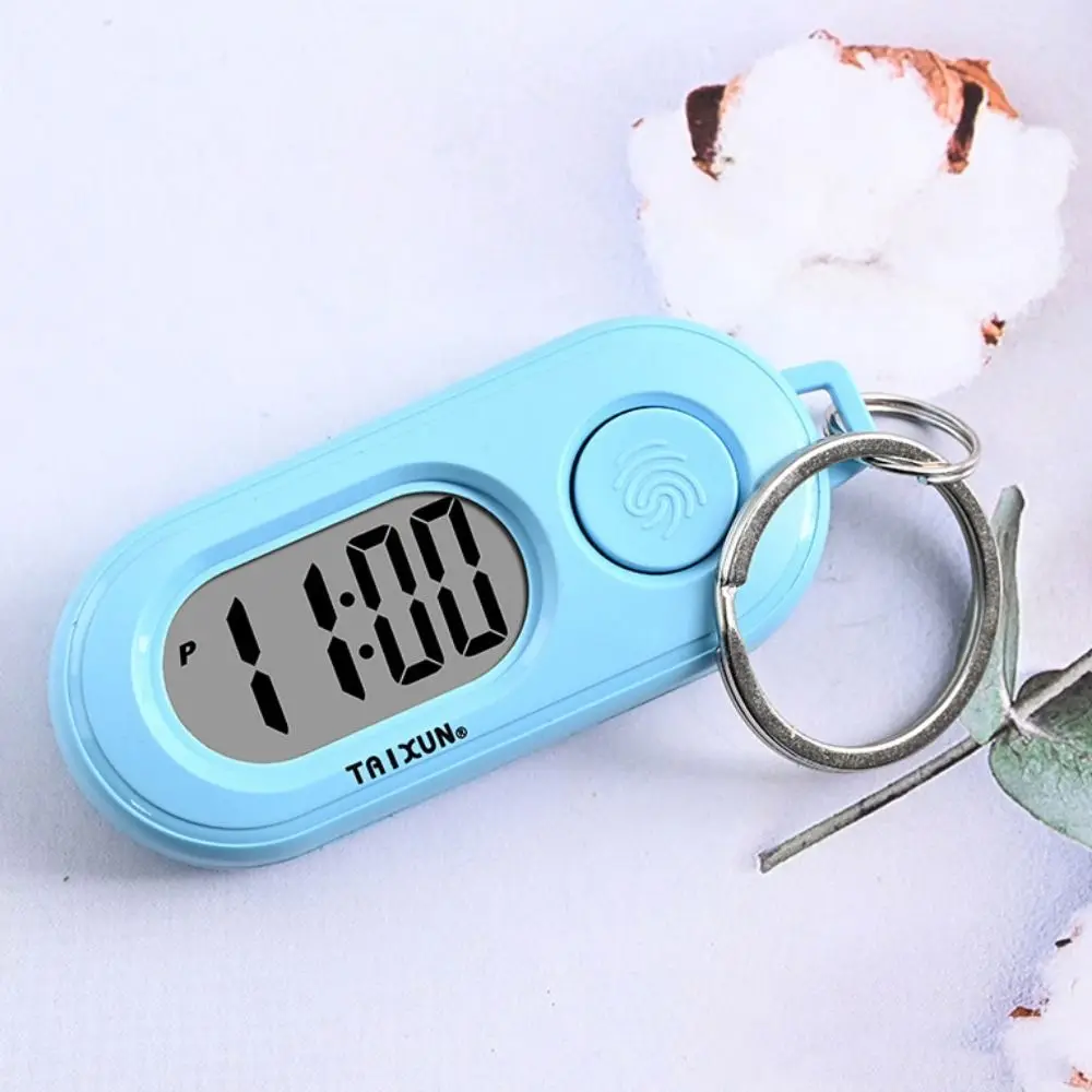 Key Display Digital Electronic Clock Keychain Table Time Display Portable Electronic Watch Keyring ABS Oval Watch
