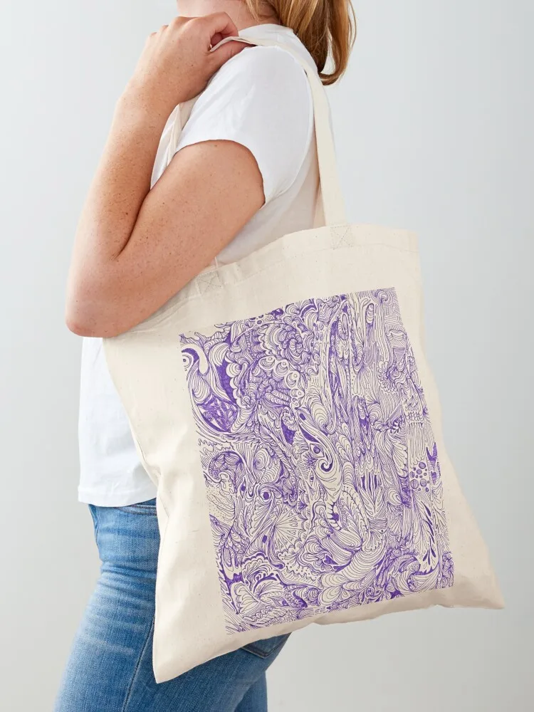purple waves Tote Bag Shopper handbag eco bag folding Women's tote bag