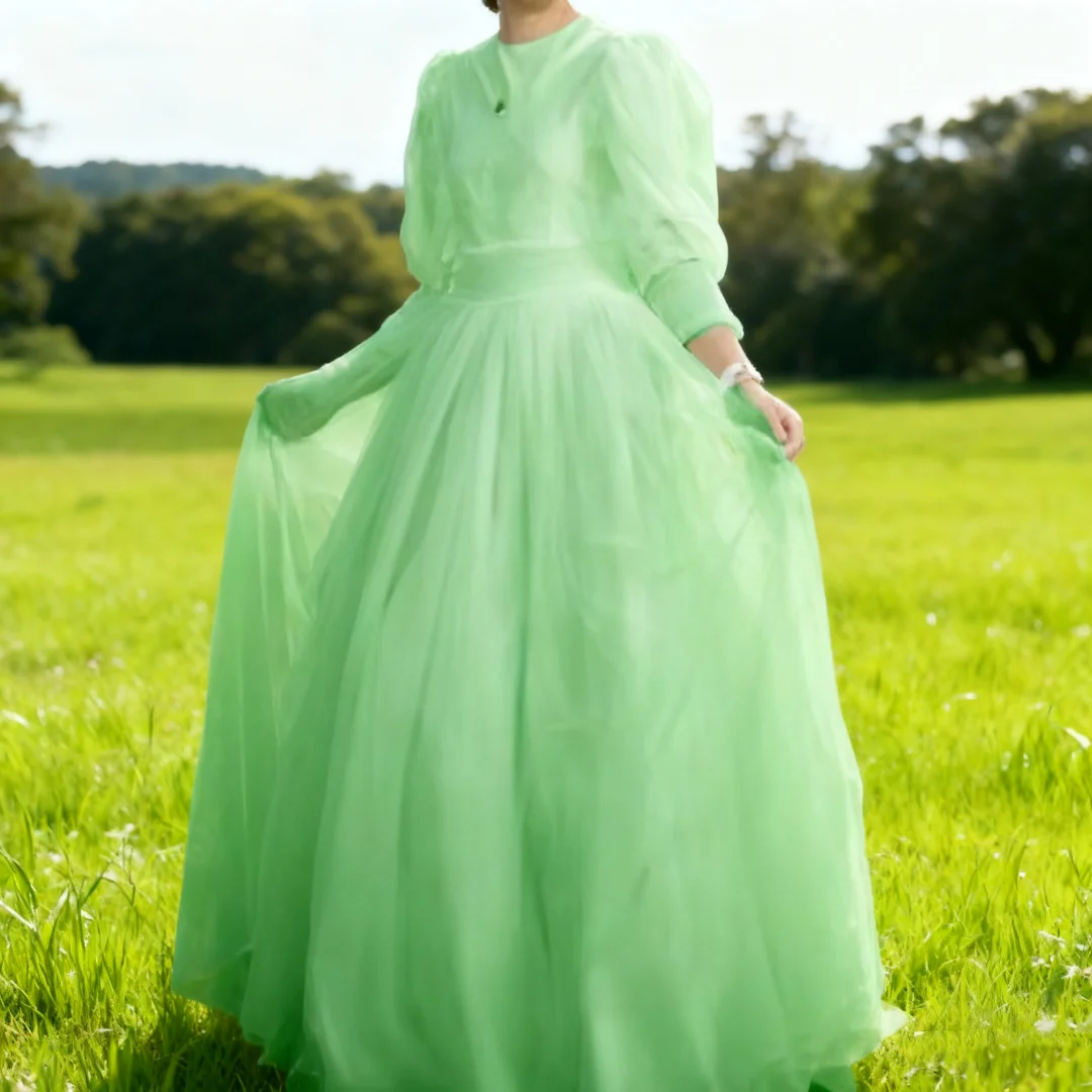 

Elegant Simple Style Long Puff Sleeve A Line Flower Girl Dress Floor Length Long Ball First Communion Gown Customized