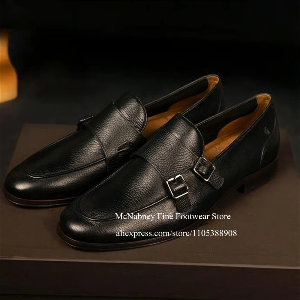 

Кожаные монки с двойной пряжкой, классические мужские туфли без шнурков для повседневной носки, деловых встреч, свадеб, весна-осень