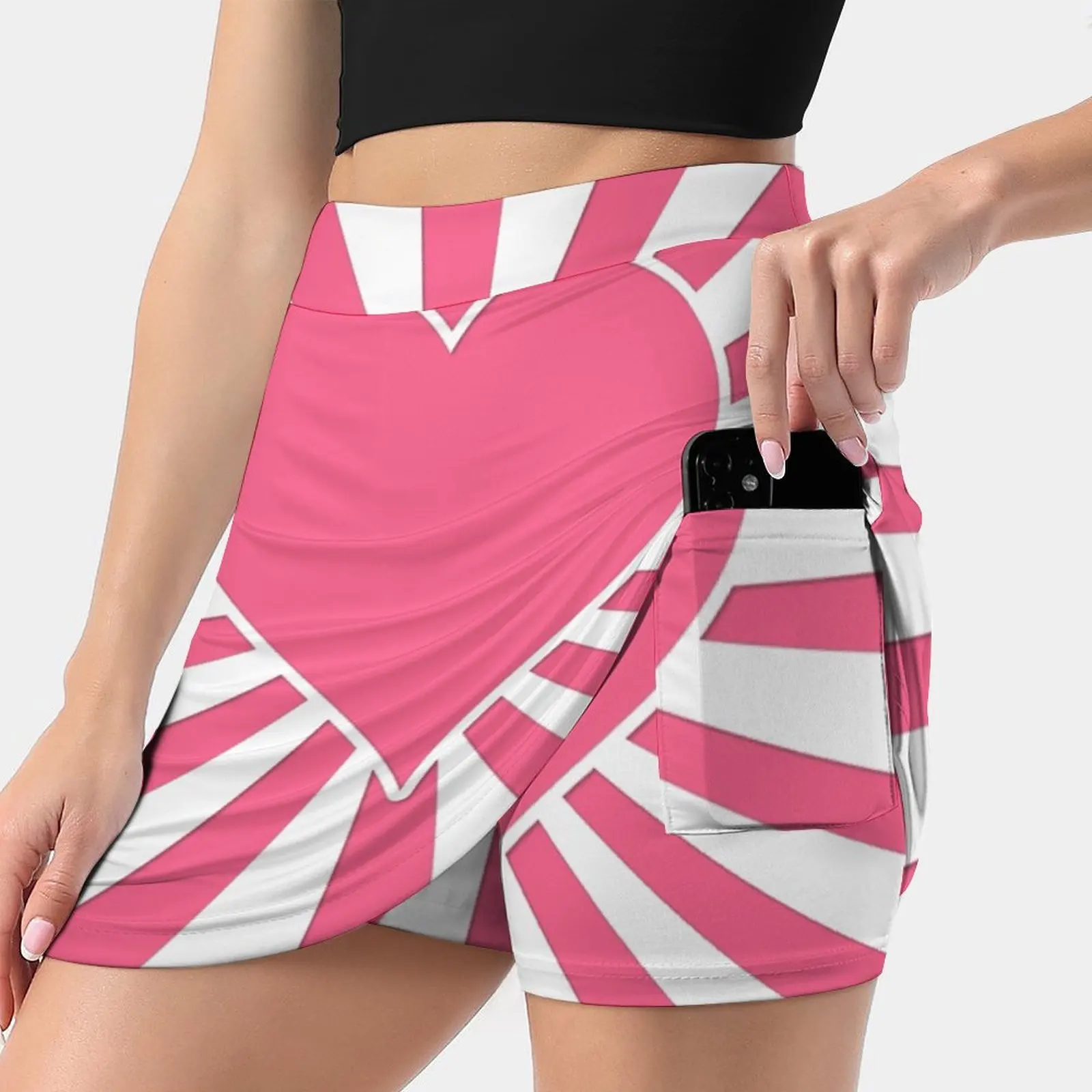 Midi Pink Valentine Sweetheart Sun Rays Women Sports Lining Skirt Tennis Dance Fitness Short Printed Skirts Midi Pink Valentine