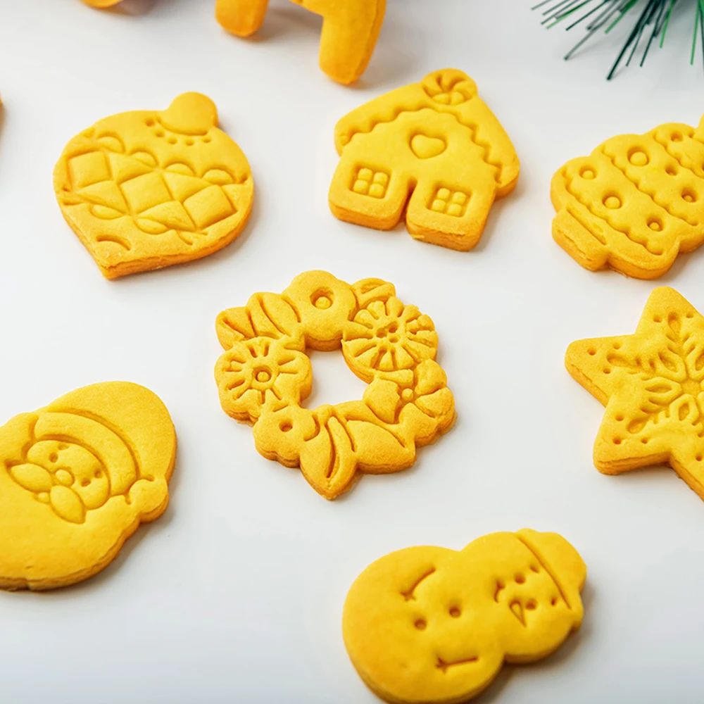 Cortadores de galletas de dibujos animados de Navidad, herramientas y accesorios de panadería DIY, cortadores de estampcookie