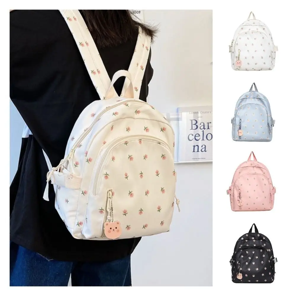 Multi bolso impermeável estudantes mochila náilon mini saco de escola casual moda bolsa de ombro feminino