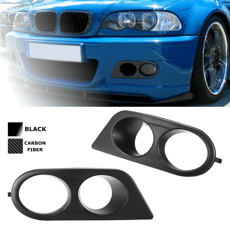 FOR BMW 3 Series E46 M3 01-06 Double Hole Fog Lamp Frame Lower Middle Net Grille Front Bumper   A Pair