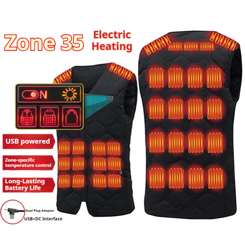 

Intelligent Temperature Control Electric Heating Vest Unisex 35 Zones Five Control Charging Heating Warmth Motorcycle Equipment
